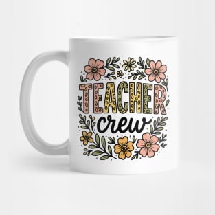 Teacher Crew Floral Leopard Print Design Mug